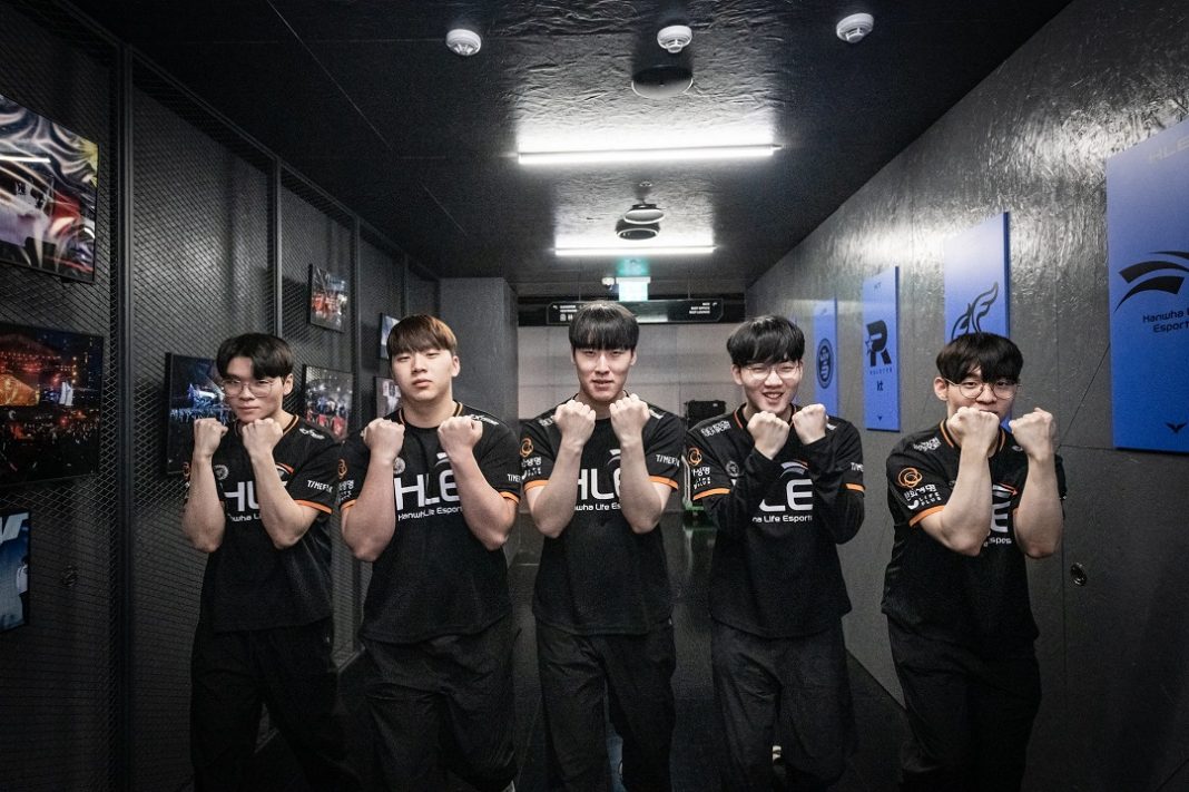 Roster de Hanwha Life luego de haber ganado una partida