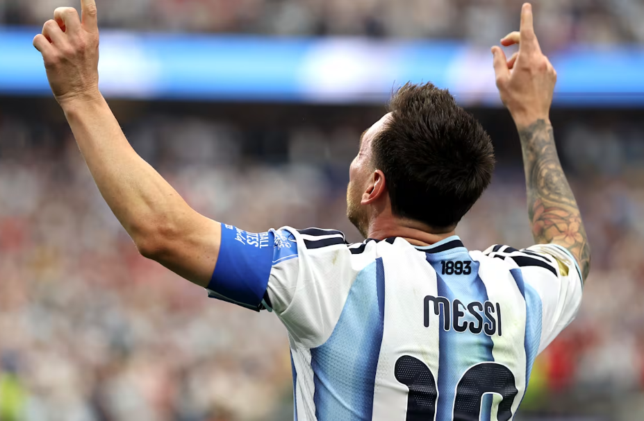 Messi celebrando un gol en el Mundial
